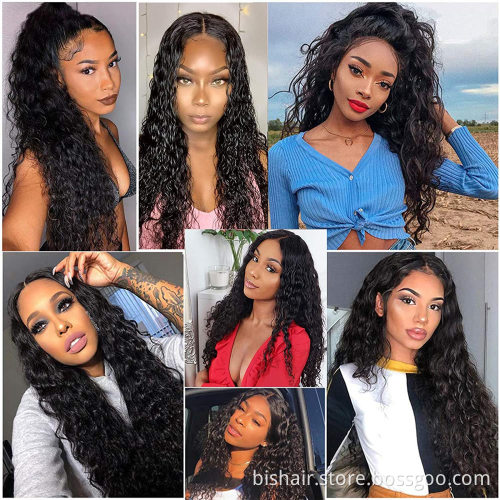 Water wave 4x4 front lace wig Brazilian real hair natural wave real human hair wig suitable for female deep water human hair wig